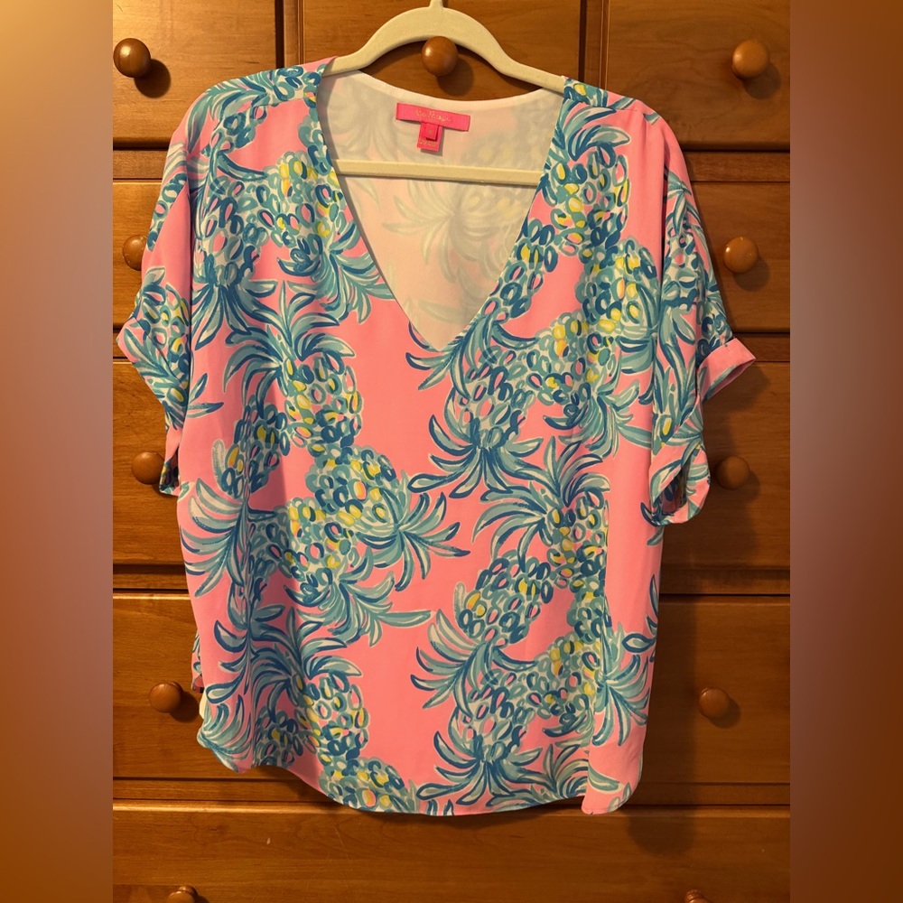 Lilly Pulitzer Casden Blouse pink medium euc